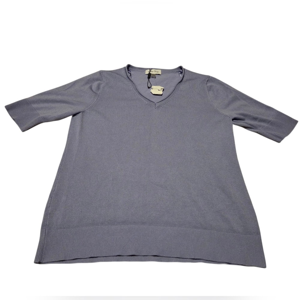 Women’s Large Melissa Paige Knit V-Neck Short-Sleeved Sweater